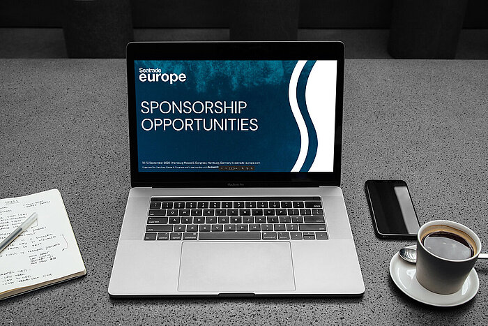 Seatrade Europe Sponsorship Catalogue on a Notebook